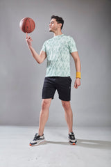 Men Abstract Print Slim Fit Crew Neck T-shirt at Wholesale Price J 150 | 8 Pcs Box