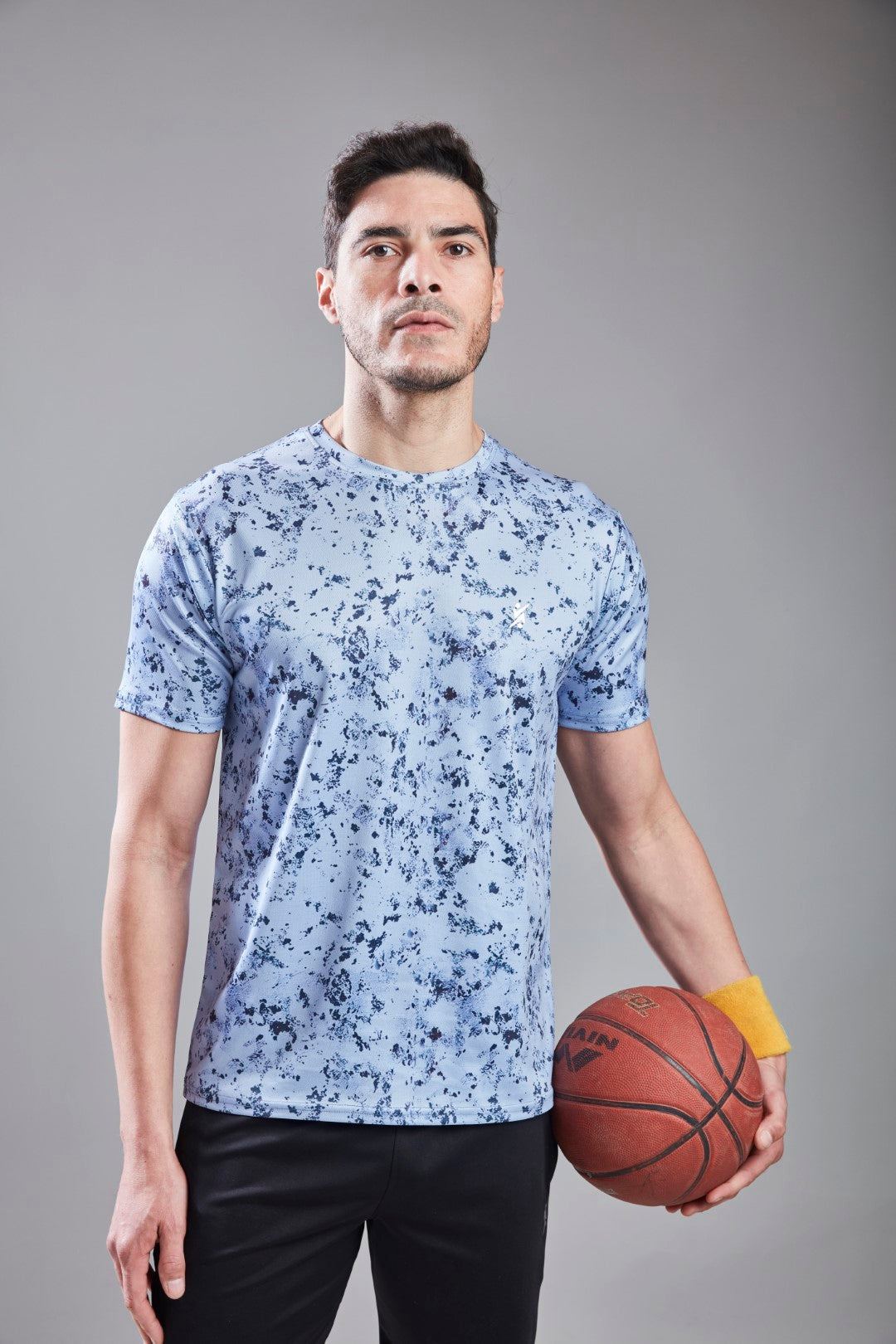 Men Abstract Print Slim Fit Crew Neck T-shirt at Wholesale Price J 150 | 8 Pcs Box