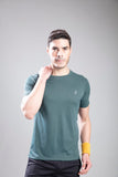 Men Solid Slim Fit Crew Neck Half Sleeves Carbon T-shirt QR 10