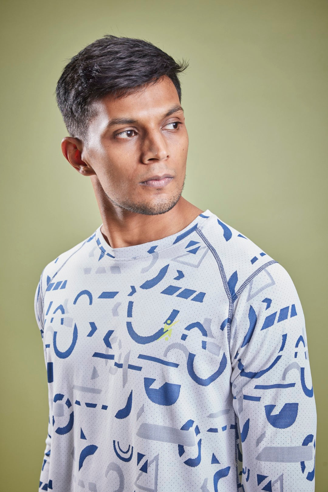 Men Abstract Print Slim Fit Crew Neck T-shirt at Wholesale Price J 126 | 6 Pcs Box