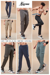 Men Solid Relax Fit Sports Cargo Trackpants at Wholesale Price J 675 | 8 Pcs Box
