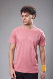 Men Solid Slim Fit Crew Neck Half Sleeves Pink T-shirt QR 40