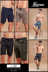 Men Solid Slim Fit Short Pant at Wholesale Price J 80 | 6 Pcs Box