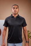 Men Solid Slim Fit Polo Neck Black T-shirt QR 49