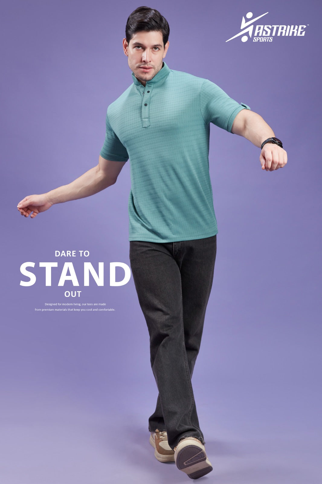 Men Solid Slim Fit Polo Neck Half Sleeves Sea Green T-shirt QR 43