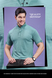 Men Solid Slim Fit Polo Neck Half Sleeves Sea Green T-shirt QR 43