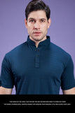 Men Solid Slim Fit Polo Neck Half Sleeves Blue T-shirt QR 43