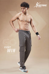 Men Solid Relax Fit Sports Cargo Trackpants at Wholesale Price J 675 | 8 Pcs Box