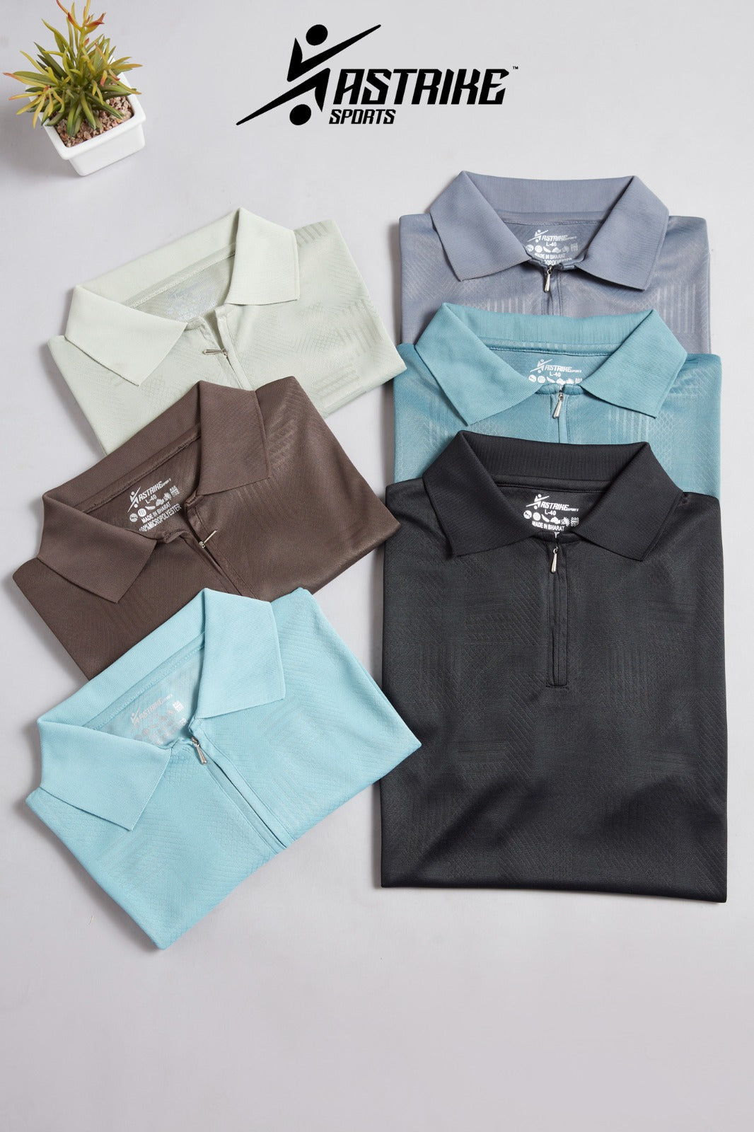 ASTRIKE SPORTS POLO ZIP T-shirt at Wholesale Price QR 49 | 6 Pcs Packing